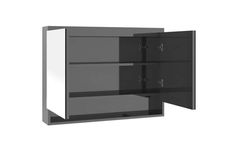 Speilskap til bad 80x15x60 cm MDF skinnende grå - Grå - Hus & oppussing - Kjøkken & bad - Baderom - Baderomsmøbler & baderomsinnredning - Speilskap