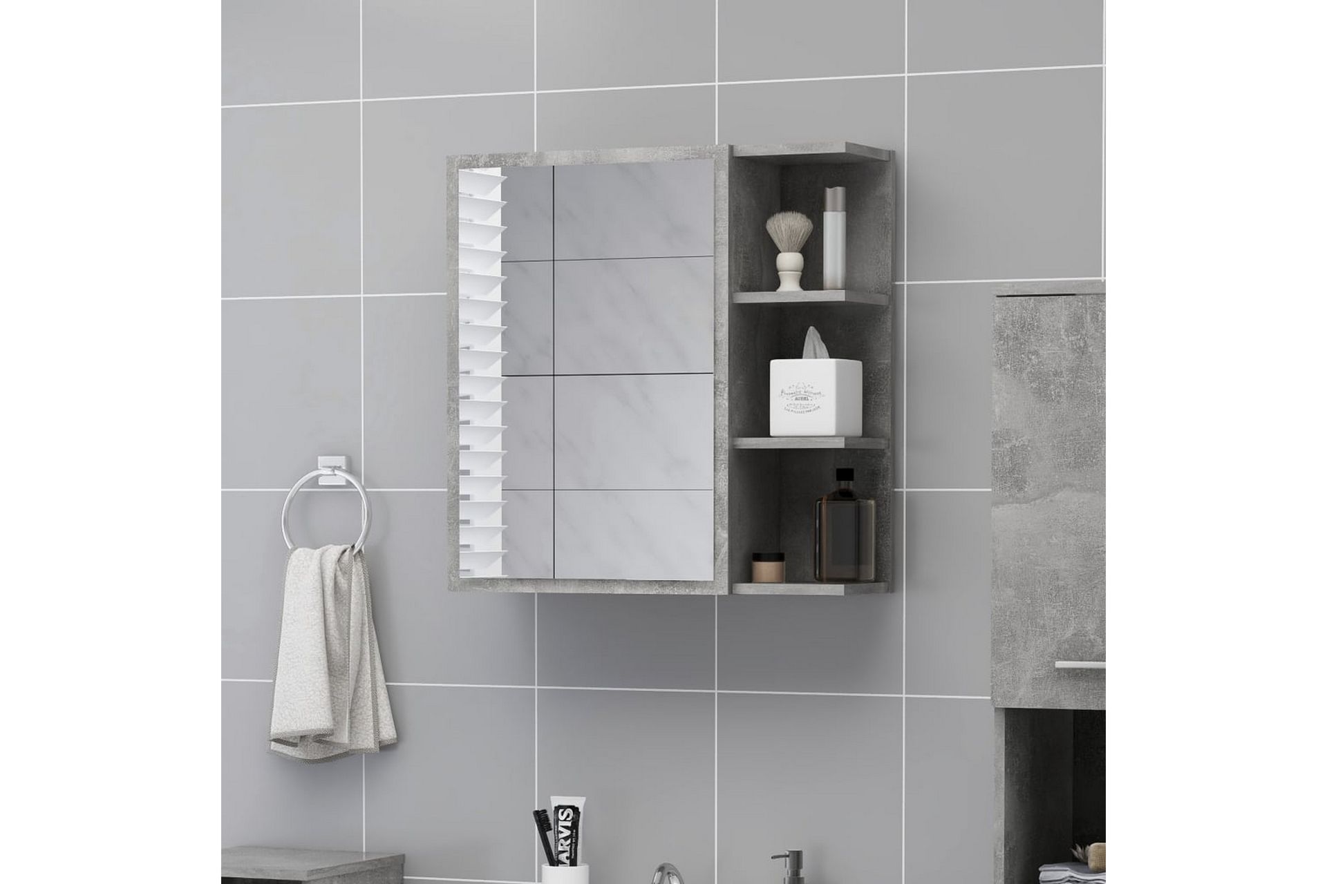 Speilskap til baderom betonggrå 62,5x20,5x64 cm sponplate - Grå - Hus & oppussing - Kjøkken & bad - Baderom - Baderomsmøbler & baderomsinnredning - Speilskap