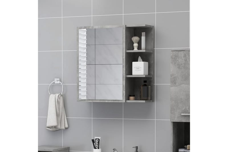 Speilskap til baderom betonggrå 62,5x20,5x64 cm sponplate - Grå - Hus & oppussing - Kj�økken & bad - Baderom - Baderomsmøbler & baderomsinnredning - Speilskap