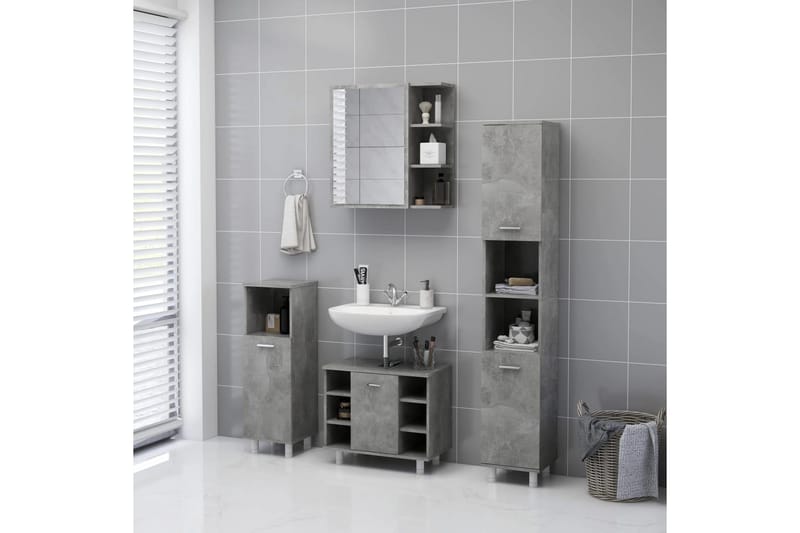 Speilskap til baderom betonggrå 62,5x20,5x64 cm sponplate - Grå - Hus & oppussing - Kjøkken & bad - Baderom - Baderomsmøbler & baderomsinnredning - Speilskap