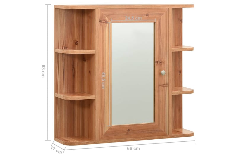 Speilskap til baderom eik 66x17x63 cm MDF - Brun - Hus & oppussing - Kjøkken & bad - Baderom - Baderomsmøbler & baderomsinnredning - Speilskap