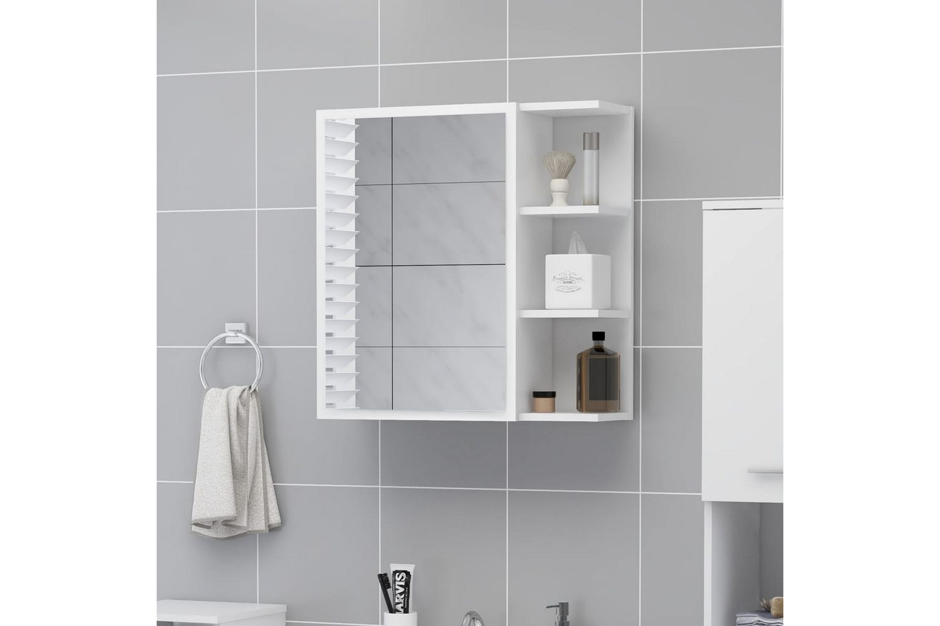 Speilskap til baderom hvit 62,5x20,5x64 cm sponplate - Hvit - Hus & oppussing - Kjøkken & bad - Baderom - Baderomsmøbler & baderomsinnredning - Speilskap