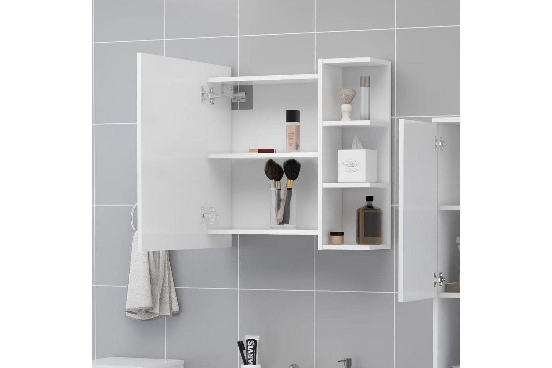 Speilskap til baderom hvit 62,5x20,5x64 cm sponplate - Hvit - Hus & oppussing - Kjøkken & bad - Baderom - Baderomsmøbler & baderomsinnredning - Speilskap