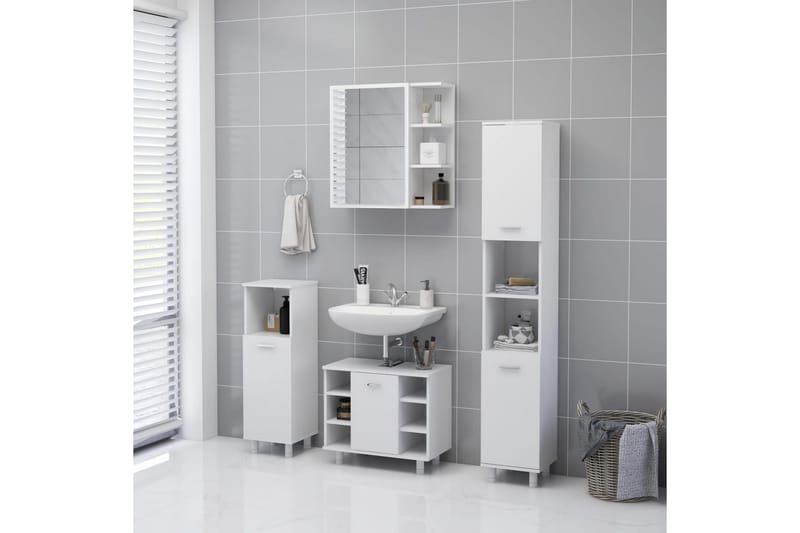 Speilskap til baderom hvit 62,5x20,5x64 cm sponplate - Hvit - Hus & oppussing - Kjøkken & bad - Baderom - Baderomsmøbler & baderomsinnredning - Speilskap