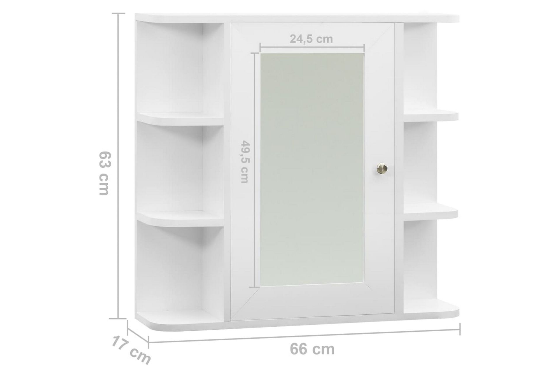 Speilskap til baderom hvit 66x17x63 cm MDF - Hus & oppussing - Kjøkken & bad - Baderom - Baderomsmøbler & baderomsinnredning - Speilskap