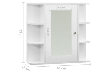 Speilskap til baderom hvit 66x17x63 cm MDF - Hus & oppussing - Kjøkken & bad - Baderom - Baderomsmøbler & baderomsinnredning - Speilskap