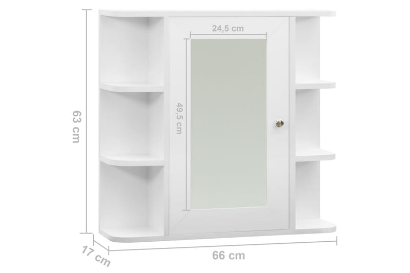 Speilskap til baderom hvit 66x17x63 cm MDF - Hus & oppussing - Kjøkken & bad - Baderom - Baderomsmøbler & baderomsinnredning - Speilskap