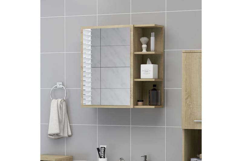 Speilskap til baderom sonoma eik 62,5x20,5x64 cm sponplate - Brun - Hus & oppussing - Kjøkken & bad - Baderom - Baderomsmøbler & baderomsinnredning - Speilskap