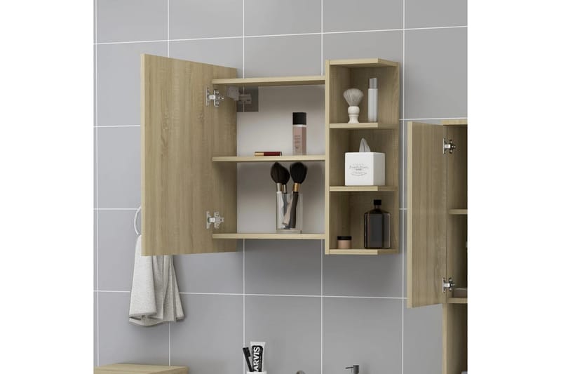 Speilskap til baderom sonoma eik 62,5x20,5x64 cm sponplate - Brun - Hus & oppussing - Kjøkken & bad - Baderom - Baderomsmøbler & baderomsinnredning - Speilskap