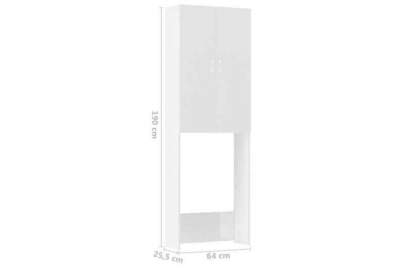 Vaskemaskinskap høyglans hvit 64x25,5x190 cm - Vaskeskap - Veggskap & høyskap - Baderomsskap