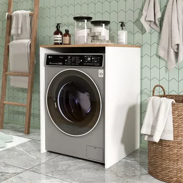 Vaskemaskinskap Hanah Home Nord (65,8 x 91,8 x 60 cm) White Oak - Hvit og eik - Hus & oppussing - Kjøkken & bad - Baderom - Baderomsmøbler & baderomsinnredning - Oppbevaring til baderom