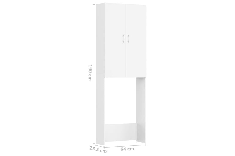 Vaskemaskinskap hvit 64x25,5x190 cm - Vaskeskap - Veggskap & høyskap - Baderomsskap