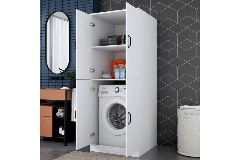 Vaskemaskinskap Ostwerwaltia Hvit - Hvit - Hus & oppussing - Kjøkken & bad - Baderom - Baderomsmøbler & baderomsinnredning - Baderomsskap