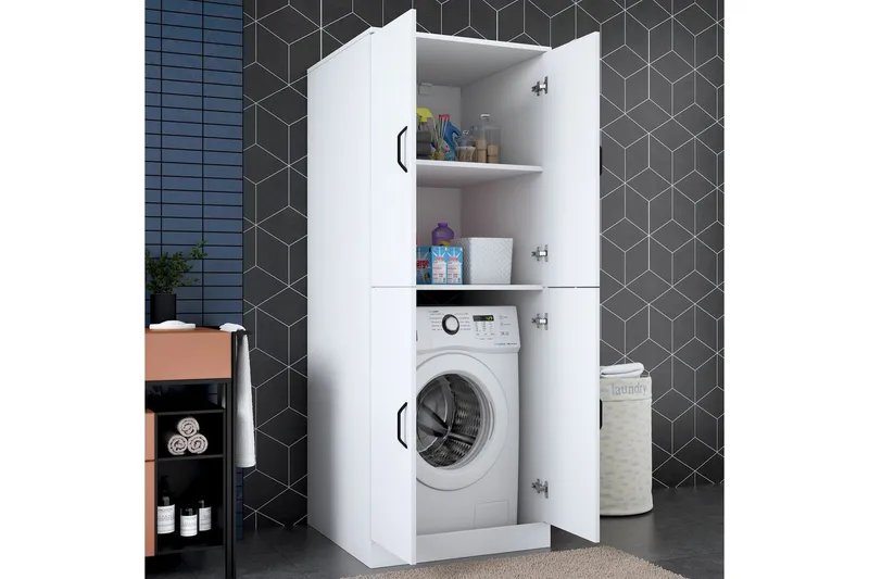 Vaskemaskinskap Ostwerwaltia Hvit - Hvit - Hus & oppussing - Kjøkken & bad - Baderom - Baderomsmøbler & baderomsinnredning - Baderomsskap