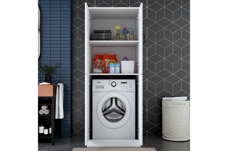 Vaskemaskinskap Ostwerwaltia Hvit - Hvit - Hus & oppussing - Kjøkken & bad - Baderom - Baderomsmøbler & baderomsinnredning - Baderomsskap