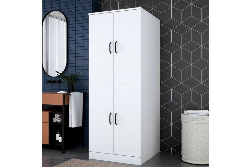 Vaskemaskinskap Ostwerwaltia Hvit - Hvit - Hus & oppussing - Kjøkken & bad - Baderom - Baderomsmøbler & baderomsinnredning - Baderomsskap