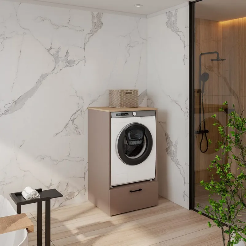 Vaskemaskin/tørketrommel-skap Rosa med 1 skuff - Hus & oppussing - Kjøkken & bad - Baderom - Baderomsmøbler & baderomsinnredning - Oppbevaring til baderom