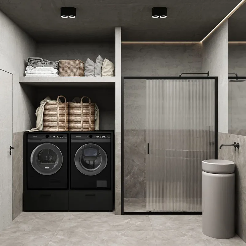 Vaskemaskin/tørketrommel-skap Rosa med 2 skuffer - Svart onyx - Hus & oppussing - Kjøkken & bad - Baderom - Baderomsmøbler & baderomsinnredning - Oppbevaring til baderom