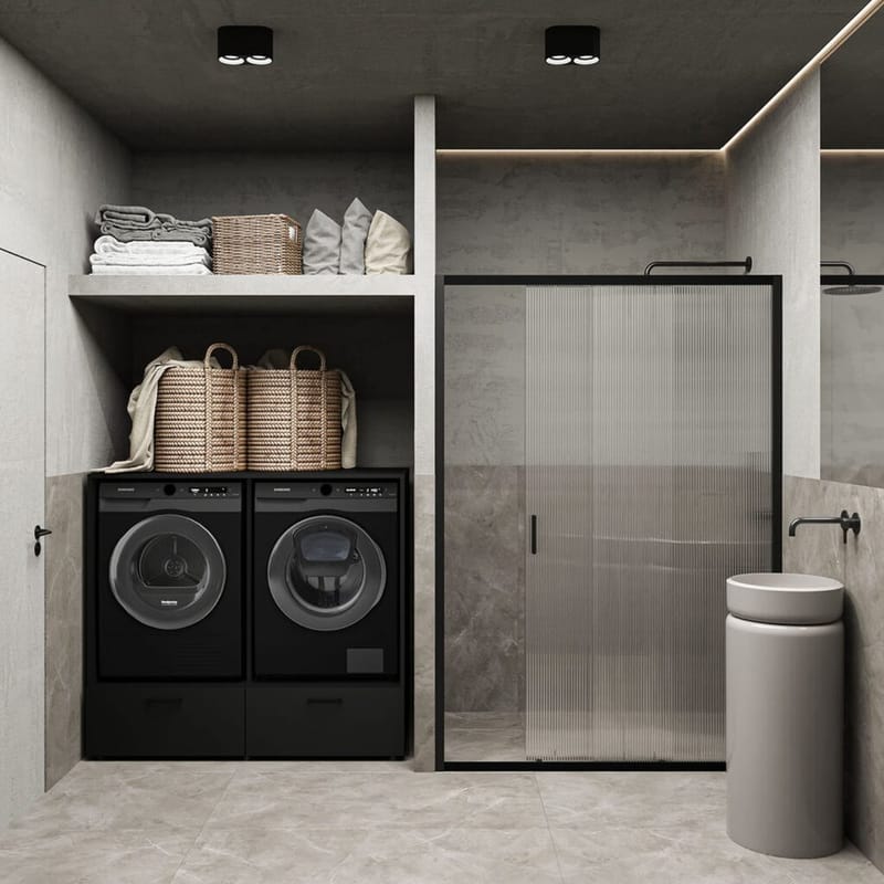 Vaskemaskin/tørketrommel-skap Rosa med 2 skuffer - Svart onyx - Hus & oppussing - Kjøkken & bad - Baderom - Baderomsmøbler & baderomsinnredning - Oppbevaring til baderom