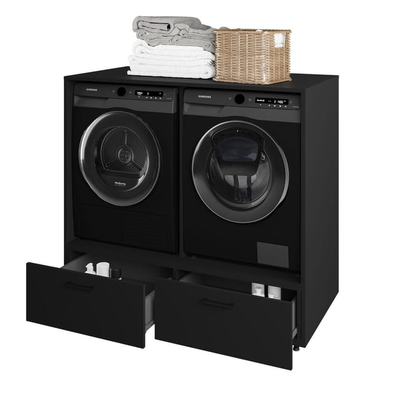 Vaskemaskin/tørketrommel-skap Rosa med 2 skuffer - Svart onyx - Hus & oppussing - Kjøkken & bad - Baderom - Baderomsmøbler & baderomsinnredning - Oppbevaring til baderom