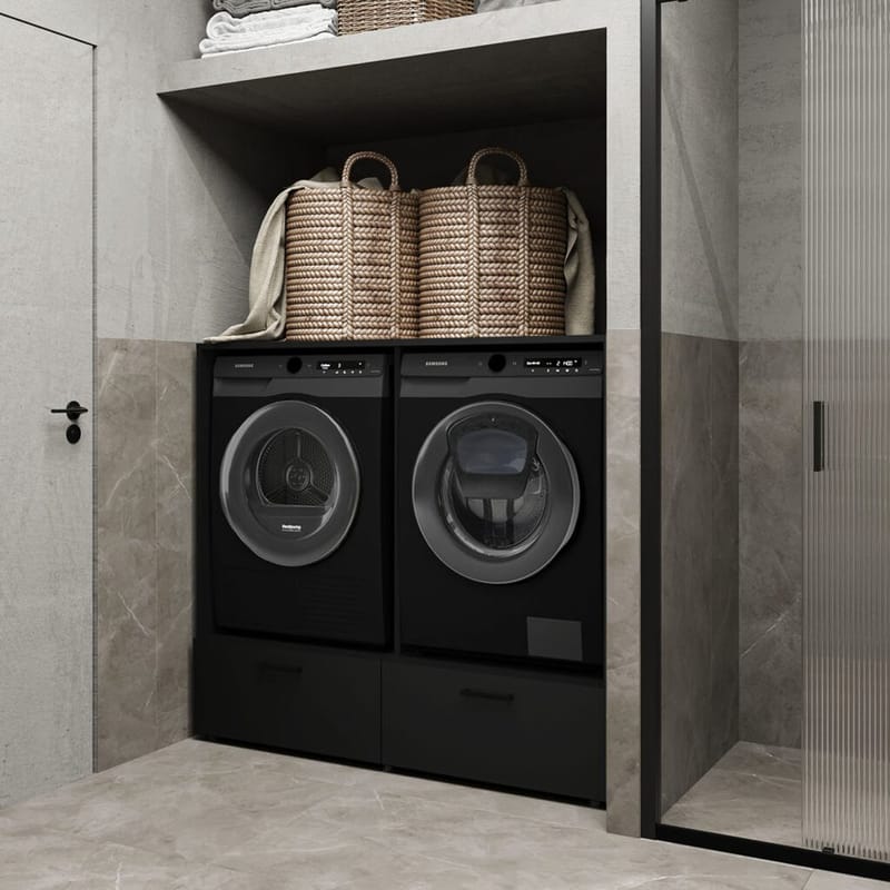 Vaskemaskin/tørketrommel-skap Rosa med 2 skuffer - Svart onyx - Hus & oppussing - Kjøkken & bad - Baderom - Baderomsmøbler & baderomsinnredning - Oppbevaring til baderom