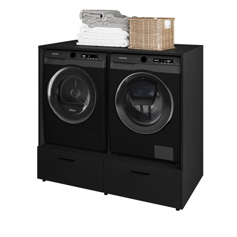 Vaskemaskin/tørketrommel-skap Rosa med 2 skuffer - Svart onyx - Hus & oppussing - Kjøkken & bad - Baderom - Baderomsmøbler & baderomsinnredning - Oppbevaring til baderom