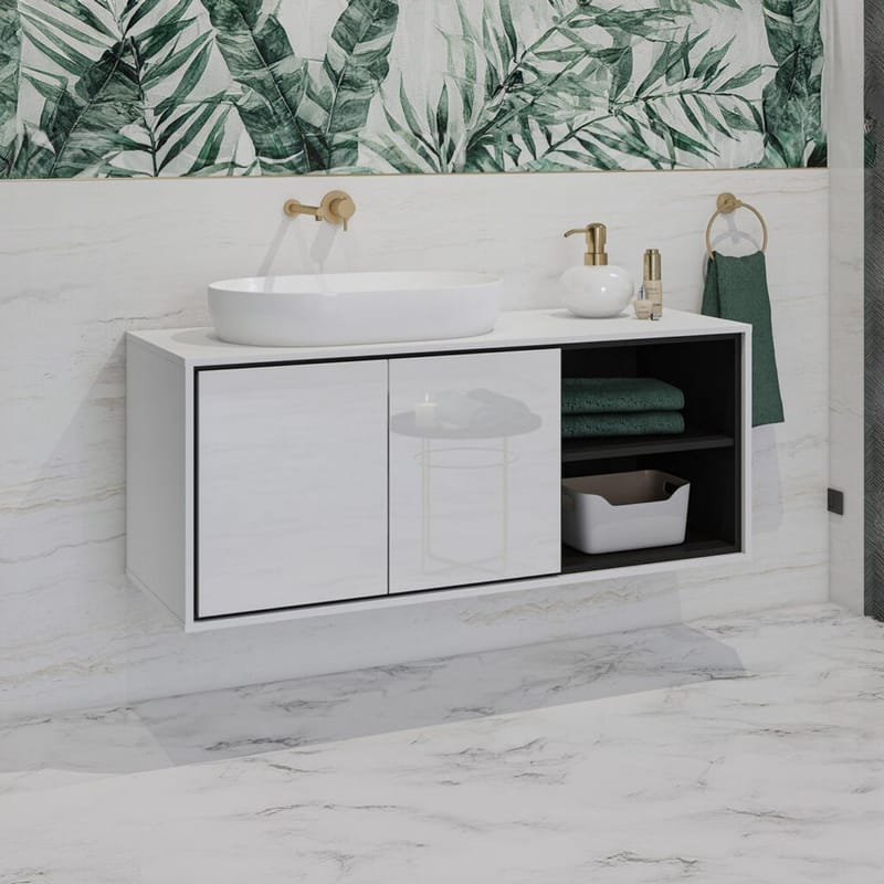 Vaskeskap Irvine 2 dører - Hvit Glans, 120 cm - Hus & oppussing - Kjøkken & bad - Baderom - Baderomsmøbler & baderomsinnredning - Baderomsskap