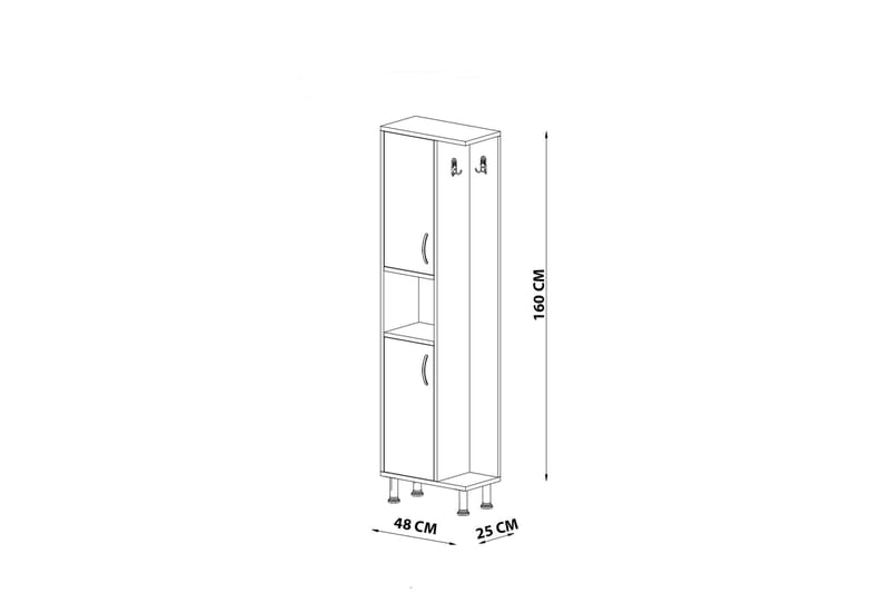 Grand Høyskap Bad 48x160 cm Hvit - Hanah Home - Hus & oppussing - Kjøkken & bad - Baderom - Baderomsmøbler & baderomsinnredning - Veggskap & høyskap