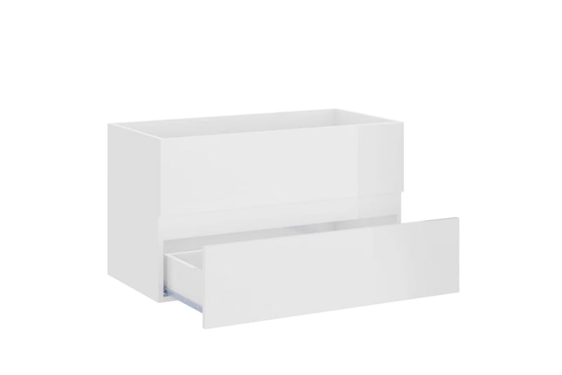 Baderomsmøbler 2 stk høyglans hvit sponplate - Hvit - Vaskeskap - Veggskap & høyskap - Baderomsskap