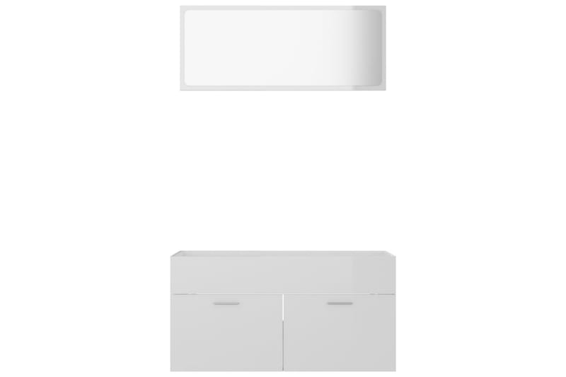 Baderomsmøbler 2 stk høyglans hvit sponplate - Hvit - Hus & oppussing - Kjøkken & bad - Baderom - Baderomsmøbler & baderomsinnredning - Veggskap & høyskap