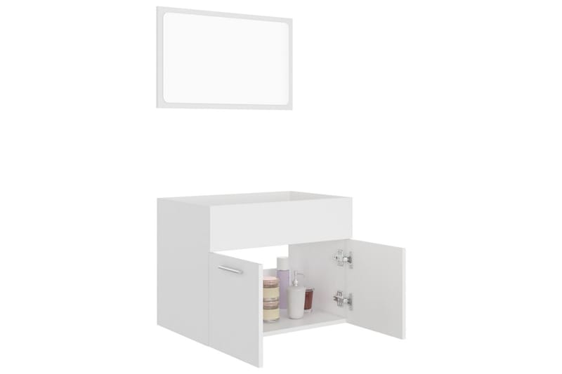 Baderomsmøbler 2 stk hvit sponplate - Hvit - Vaskeskap - Veggskap & høyskap - Baderomsskap