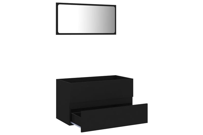 Baderomsmøbler 2 stk svart sponplate - Svart - Vaskeskap - Veggskap & høyskap - Baderomsskap
