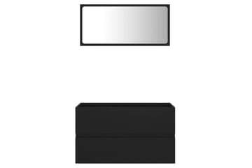 Baderomsmøbler 2 stk svart sponplate - Svart - Hus & oppussing - Kjøkken & bad - Baderom - Baderomsmøbler & baderomsinnredning - Veggskap & høyskap