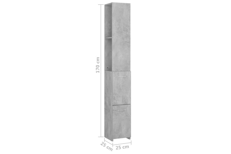 Baderomsskap betonggrå 25x25x170 cm sponplate - Grå - Vaskeskap - Veggskap & høyskap - Baderomsskap