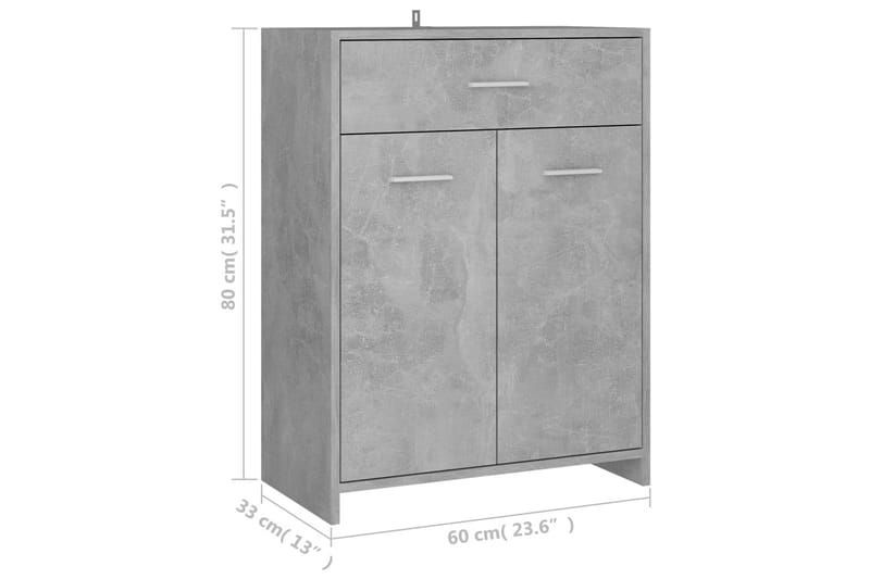 Baderomsskap betonggrå 60x33x80 cm sponplate - Grå - Vaskeskap - Veggskap & høyskap - Baderomsskap