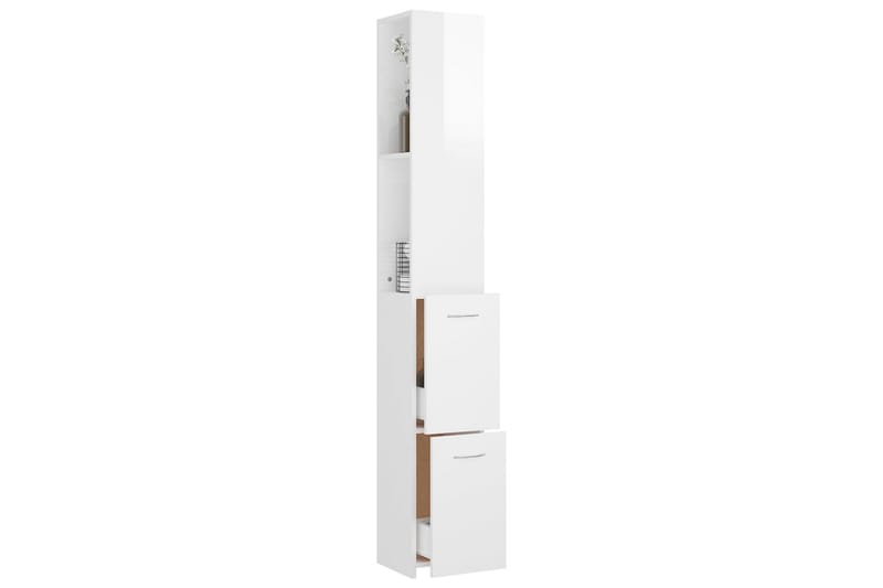 Baderomsskap høyglans hvit 25x25x170 cm sponplate - Hvit - Hus & oppussing - Kjøkken & bad - Baderom - Baderomsmøbler & baderomsinnredning - Veggskap & høyskap