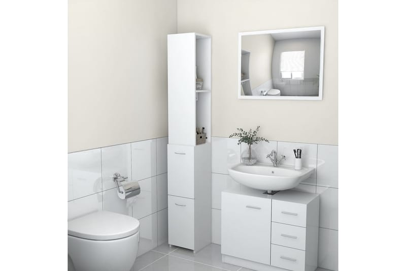 Baderomsskap hvit 25x25x170 cm sponplate - Hvit - Hus & oppussing - Kjøkken & bad - Baderom - Baderomsmøbler & baderomsinnredning - Veggskap & høyskap