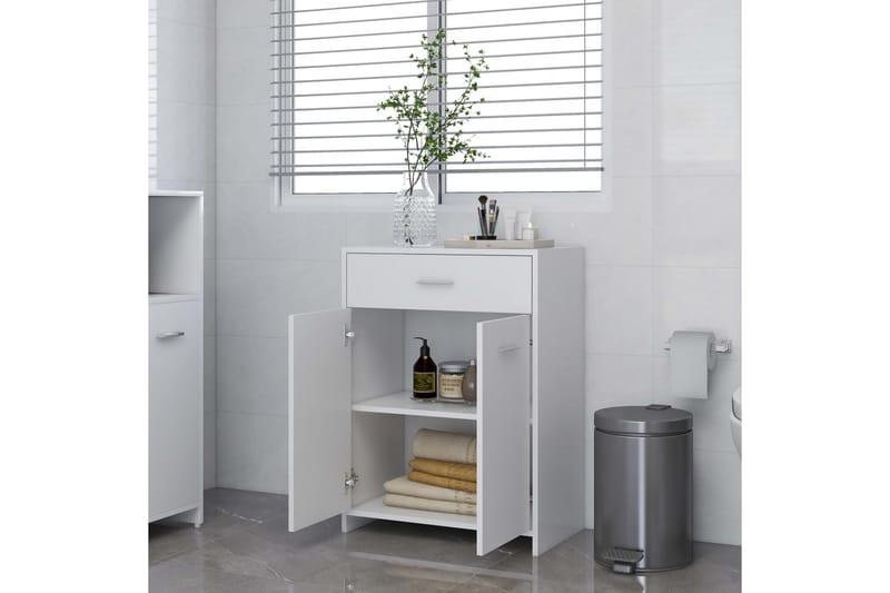 Baderomsskap hvit 60x33x80 cm sponplate - Hvit - Hus & oppussing - Kjøkken & bad - Baderom - Baderomsmøbler & baderomsinnredning - Veggskap & høyskap