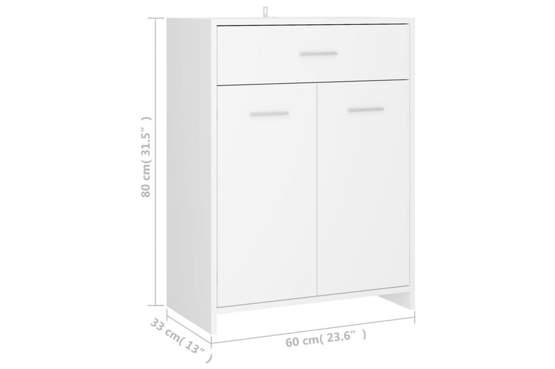 Baderomsskap hvit 60x33x80 cm sponplate - Hvit - Hus & oppussing - Kjøkken & bad - Baderom - Baderomsmøbler & baderomsinnredning - Veggskap & høyskap
