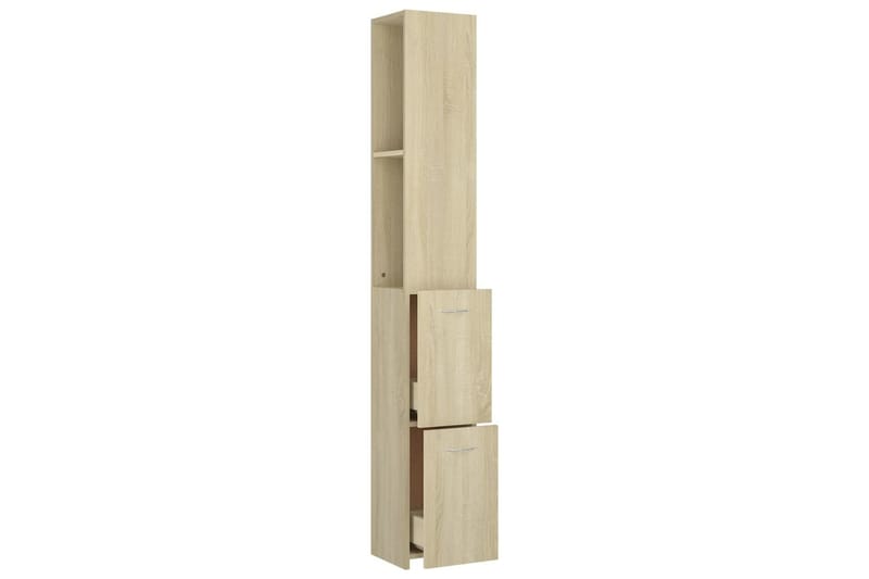 Baderomsskap sonoma eik 25x25x170 cm sponplate - Brun - Hus & oppussing - Kjøkken & bad - Baderom - Baderomsmøbler & baderomsinnredning - Veggskap & høyskap