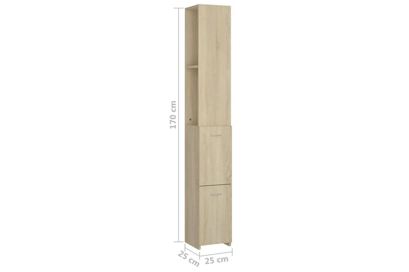 Baderomsskap sonoma eik 25x25x170 cm sponplate - Brun - Hus & oppussing - Kjøkken & bad - Baderom - Baderomsmøbler & baderomsinnredning - Veggskap & høyskap