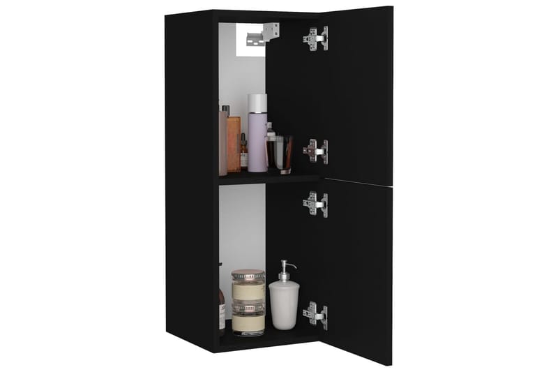Baderomsskap svart 30x30x80 cm sponplate - Svart - Hus & oppussing - Kjøkken & bad - Baderom - Baderomsmøbler & baderomsinnredning - Veggskap & høyskap