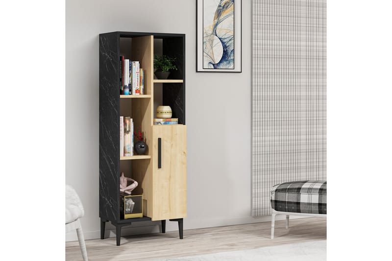 Midwolda Baderomsskap 39x50 cm - Lys naturlig / svart - Hus & oppussing - Kjøkken & bad - Baderom - Baderomsmøbler & baderomsinnredning - Veggskap & høyskap