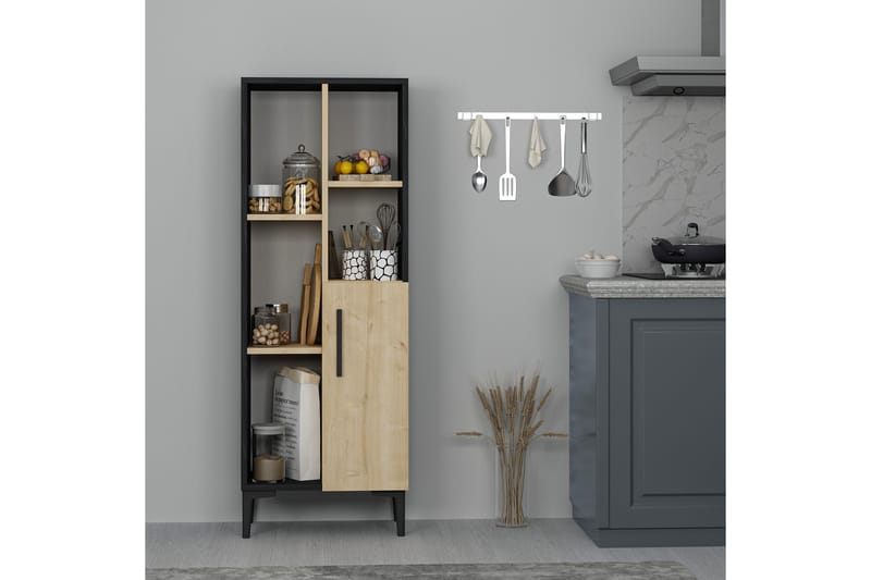 Midwolda Baderomsskap 39x50 cm - Lys naturlig / svart - Hus & oppussing - Kjøkken & bad - Baderom - Baderomsmøbler & baderomsinnredning - Veggskap & høyskap