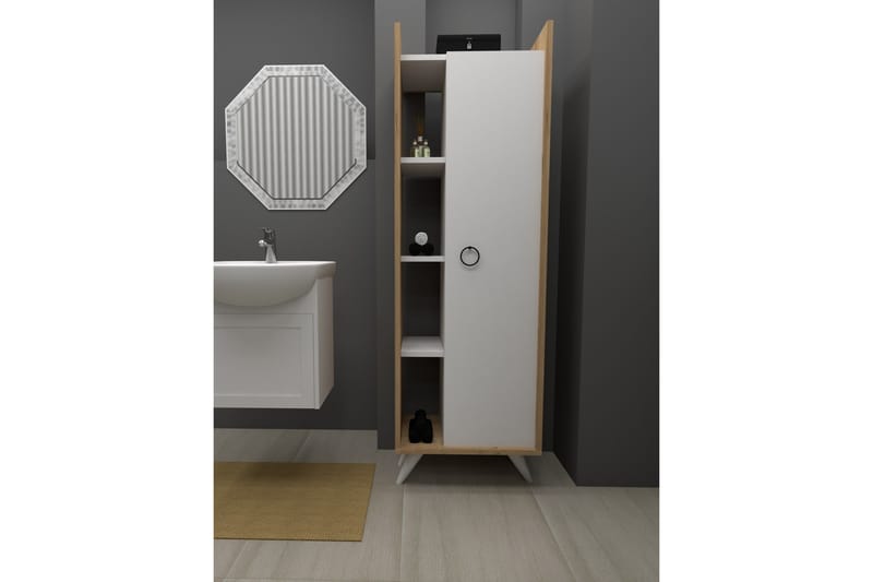Multi Purpose Cabinet Eik|Hvit - Hus & oppussing - Kjøkken & bad - Baderom - Baderomsmøbler & baderomsinnredning - Veggskap & høyskap