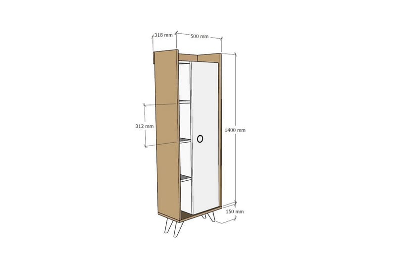 Multi Purpose Cabinet Eik|Hvit - Baderomsskap - Vaskeskap - Veggskap & høyskap