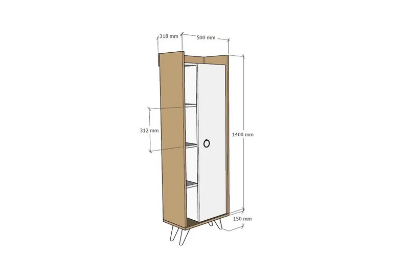 Multi Purpose Cabinet Eik|Hvit - Natur / Hvit - Hus & oppussing - Kjøkken & bad - Baderom - Baderomsmøbler & baderomsinnredning - Veggskap & høyskap