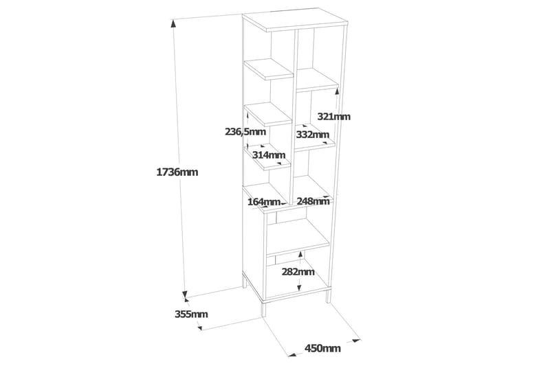 Rinorea Oppbevaringsskap 45x173,6 cm - Hvit - Baderomsskap - Vaskeskap - Veggskap & høyskap