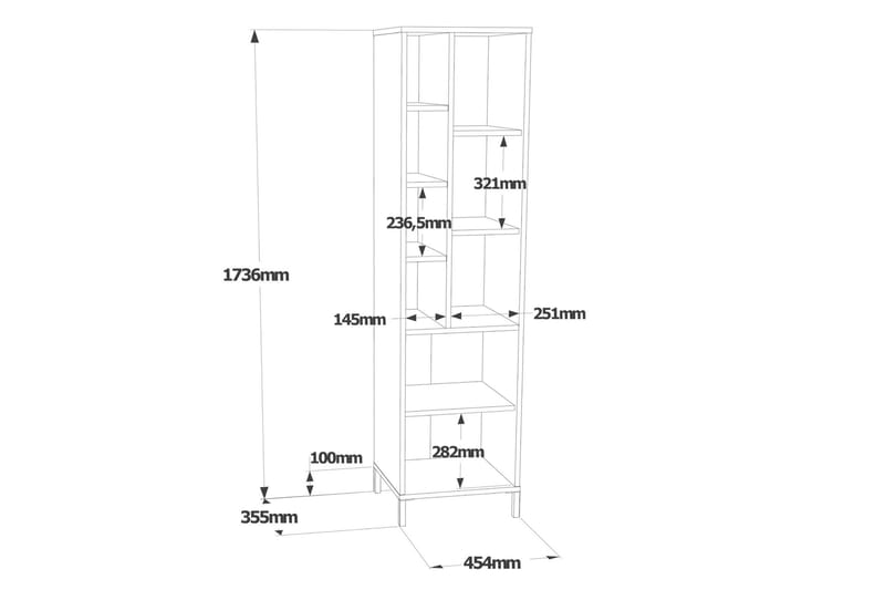 Rinorea Oppbevaringsskap 45x173,6 cm - Hvit - Baderomsskap - Vaskeskap - Veggskap & høyskap