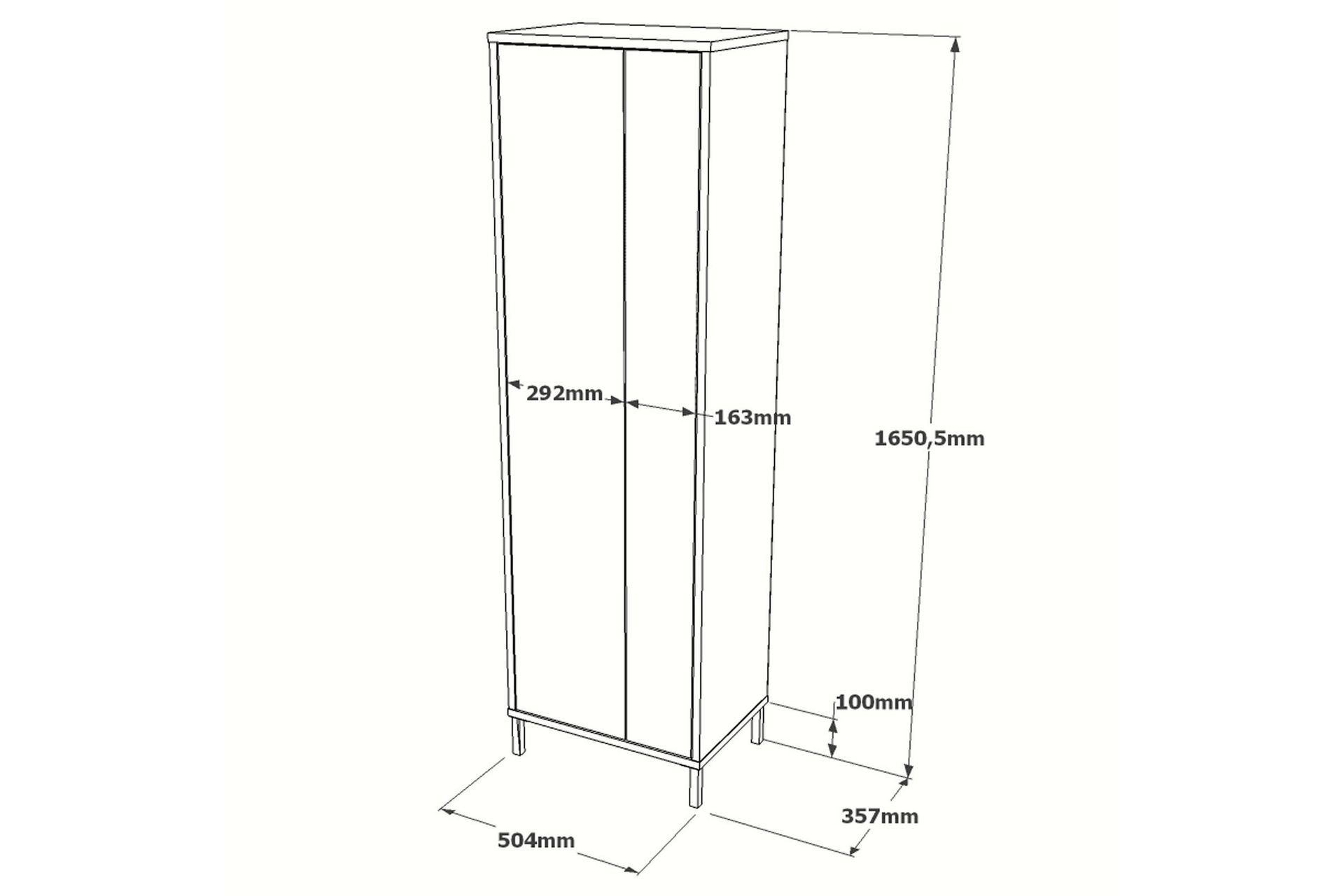 Rinorea Oppbevaringsskap 50,4x165 cm - Hvit - Hus & oppussing - Kjøkken & bad - Baderom - Baderomsmøbler & baderomsinnredning - Veggskap & høyskap